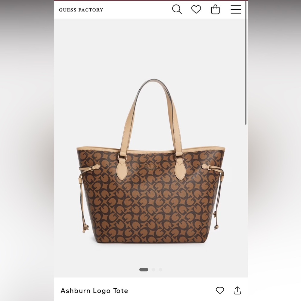 Guess Brown Ashburn Logo Tote